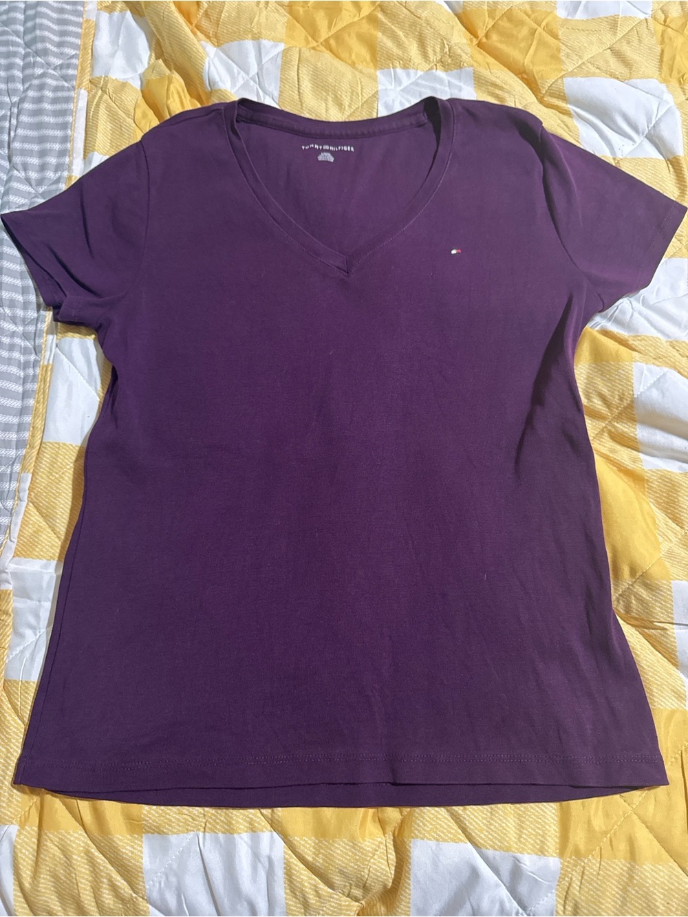 Tommy Hilfiger Purple V-Neck Short Sleeve Tee